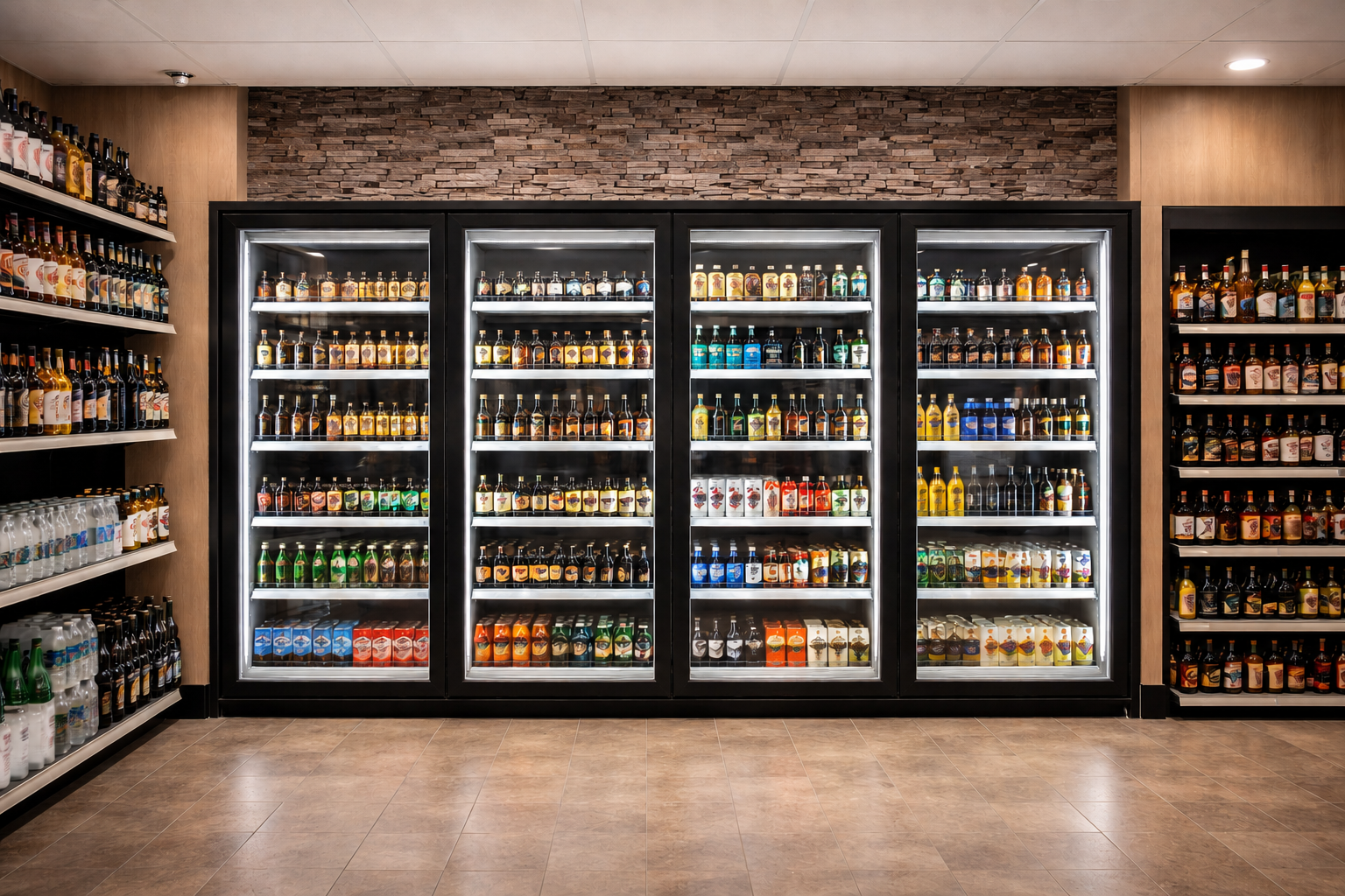 Commercial cooler with glass doors